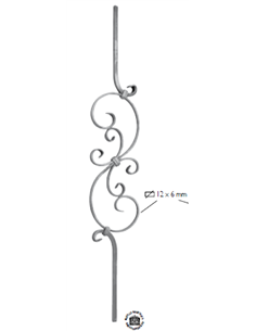 Barreau volute C12x12mm-150x1000mm