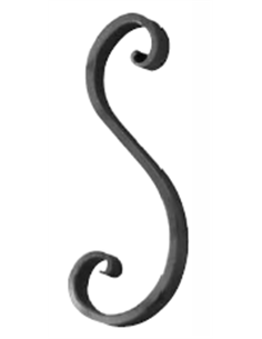 Volute en S inégale en P16x6mm-H190mm-L70mm