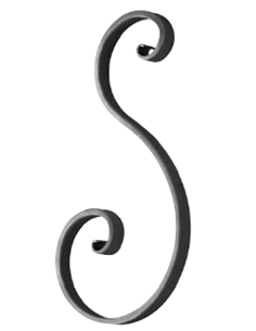 Volute en S inégale en P16x6mm-H260mm-L125mm