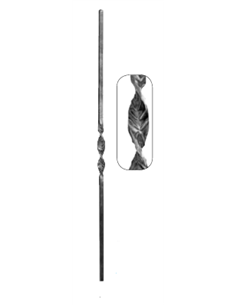 Barreau motif ctrale torsadé C14x14mm-H1000mm