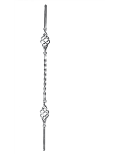 Barreau torsadé 2 pignes C12x12mm-55x900mm