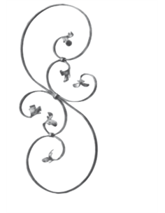 Barreau volute+feuille P12x6mm-350x870mm