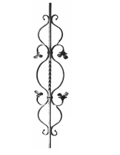 Barreau trosadé+volute C12x12mm-230x900mm