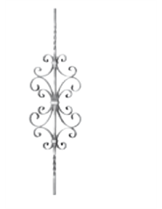 Barreau double torsade+volutes C12x12mm-260x900mm