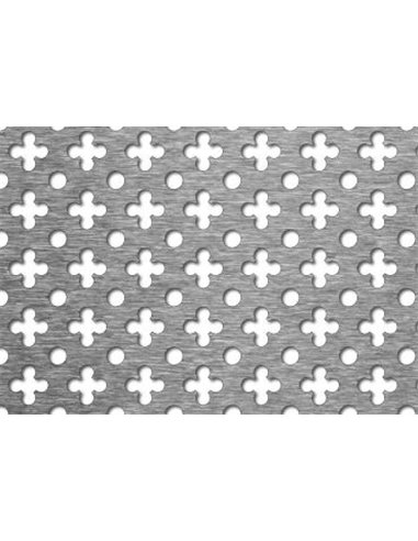 Tôle perforée rond acier brut Perforation 8 mm, 100 x 50 cm