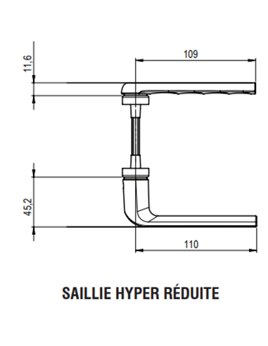 Ensemble poignée TELLUS - Entraxe 70- Saillie réduite