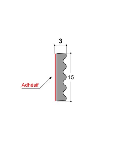 Joint de vitrage EPDM cellulaire adhésif 15X3mm bobine de 100ml