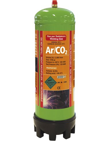 Bouteille jetable gaz ARGON/CO2 - 2.2L