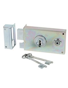 Serrure en applique de grille- Horizontale - A fouillot - Zingué 