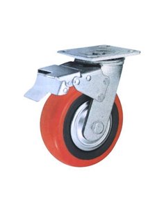 Roue pivotante à monture platine avec frein